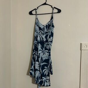 Roxy Tropical Palm Leaf Print Wrap Mini Dress Adjustable Straps M